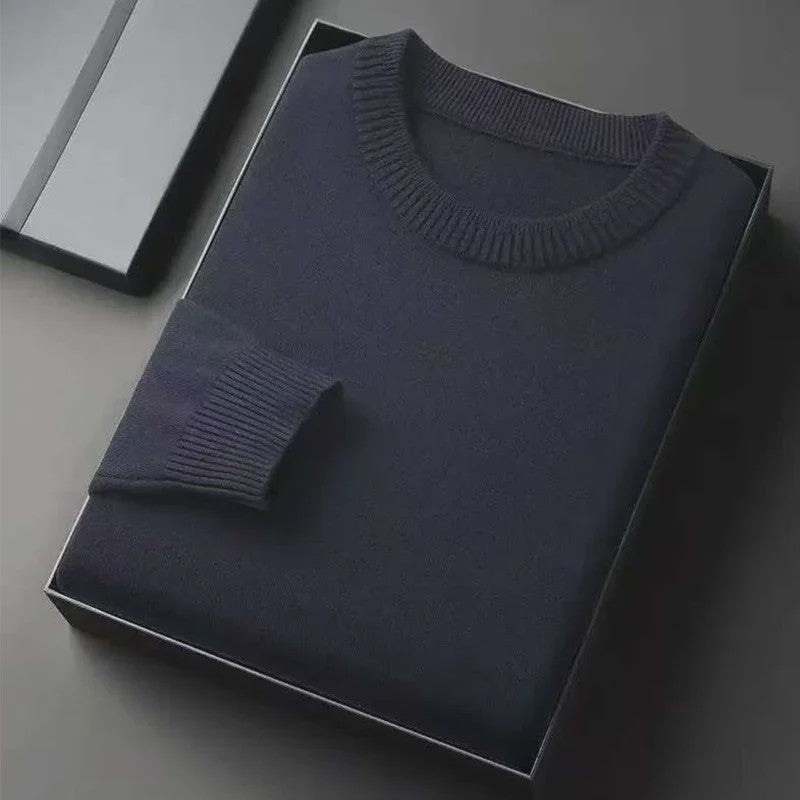 Heren Klassieke Gebreide Pullover Trui met Ronde Hals - Zacht & Lichtgewicht Casual Herentrui