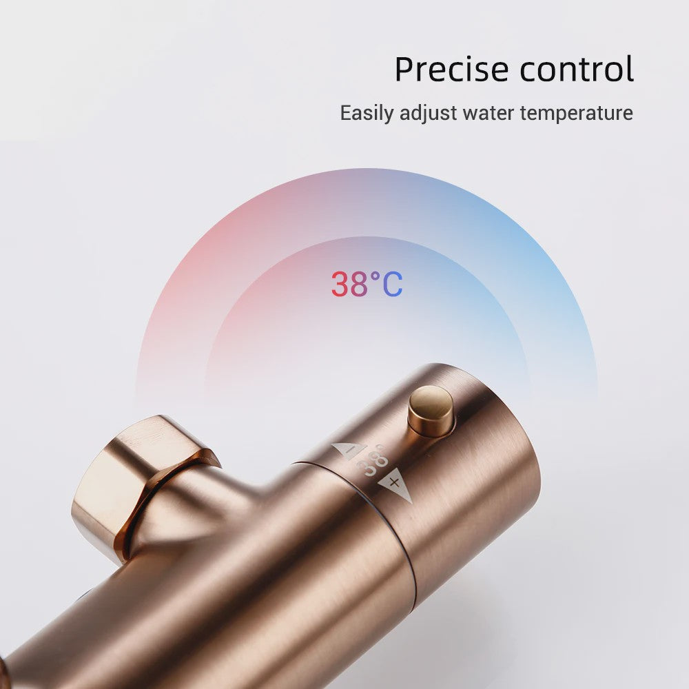 Thermostatische Douchekraan met Regendouche en Handdouche - Massief Messing