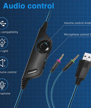 G2000 Gaming Headset met Microfoon, LED Verlichting en 50mm Speakers - PC, PS4, Xbox One