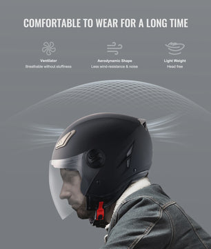 SucceBuy 3/4 Motorhelm - ABS & Hoge Dichtheid met Verwisselbaar Vizier