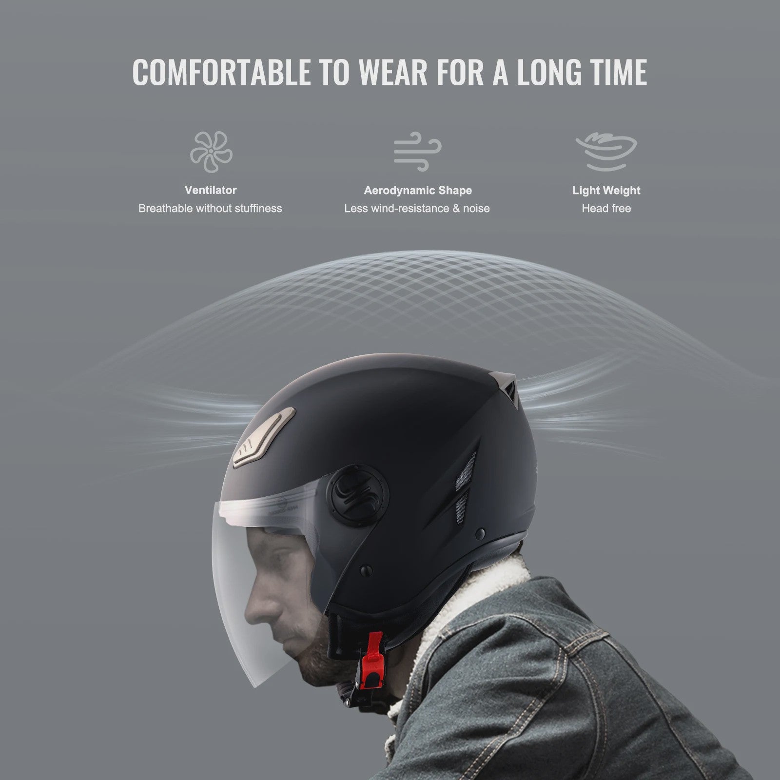 SucceBuy 3/4 Motorhelm - ABS & Hoge Dichtheid met Verwisselbaar Vizier