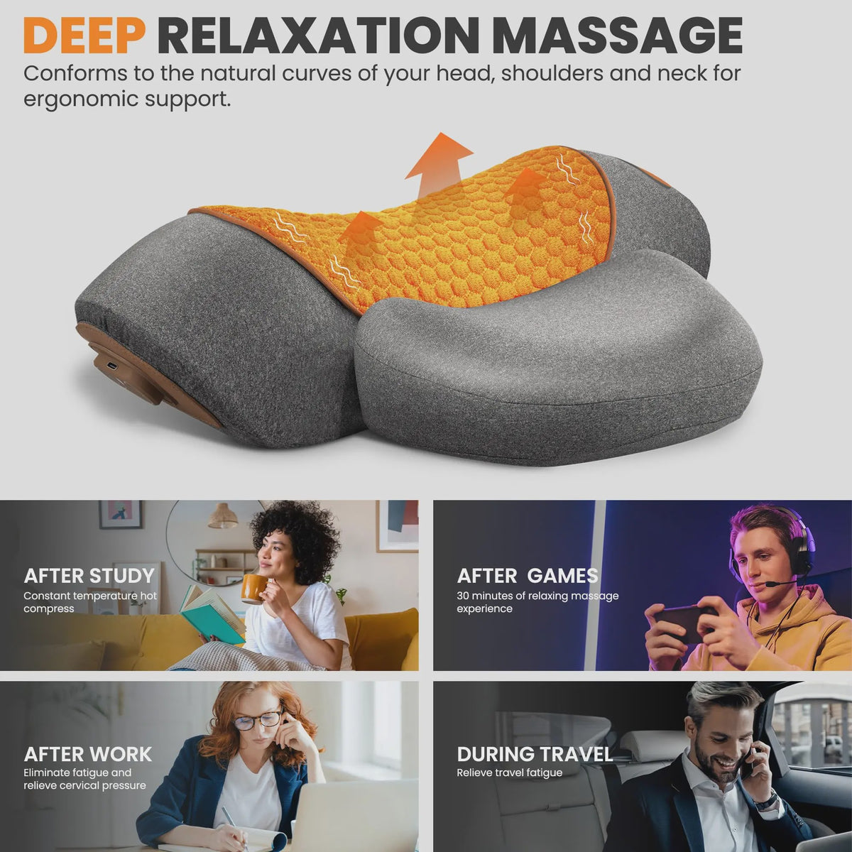 Elektrisch Nekmassagekussen met Warmte & Vibratie – Cervicale Ontspanning