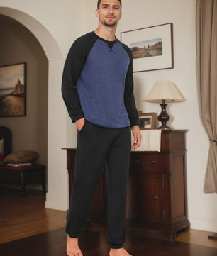 Herenset Katoenen Pyjama Lange Mouw - Comfortabel & Ademend Loungewear