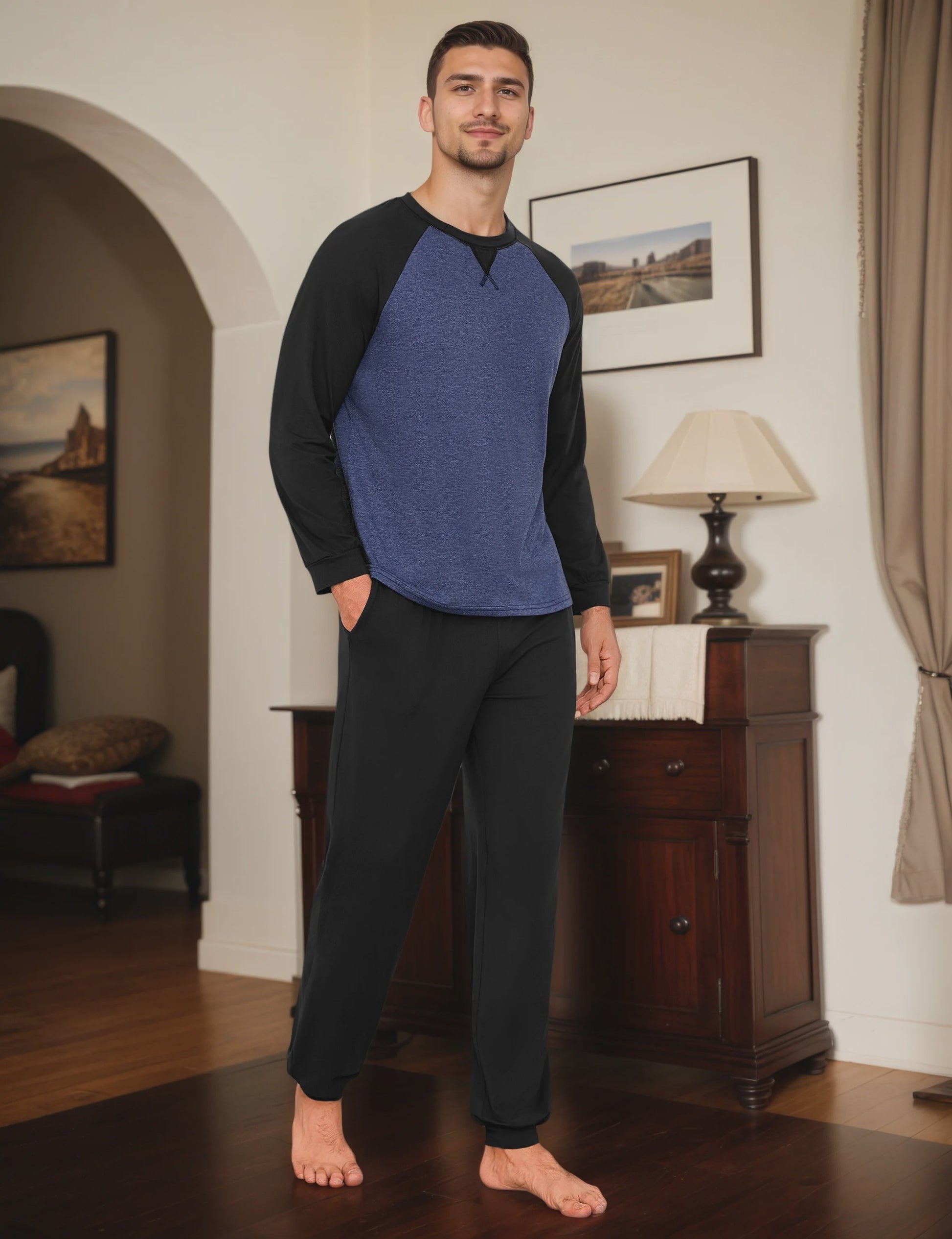 Herenset Katoenen Pyjama Lange Mouw - Comfortabel & Ademend Loungewear