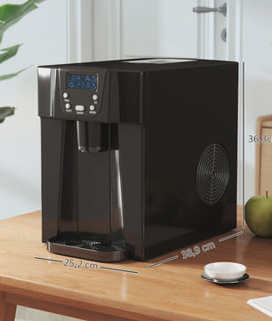 HOMCOM IJsmachine met Waterdispenser - 12kg/24u, 3L Tank, Verstelbare IJsblokjes, Zwart