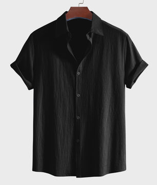Comfortabel Heren Overhemd met Korte Mouw en Kraag - Zomerse Casual Stijl van Puur Katoen