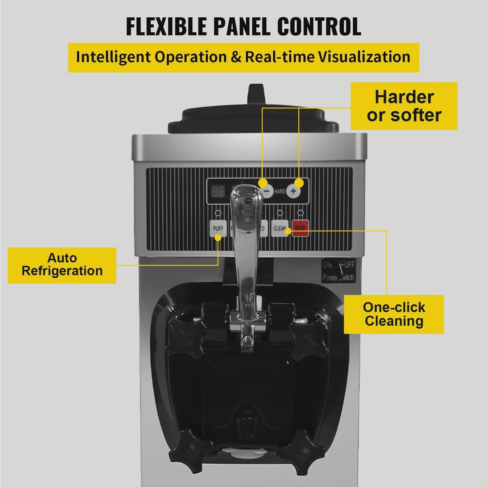 VEVOR Professionele Softijsmachine 1 Smaak 220LBS Capaciteit met Puffing Functie