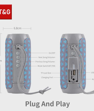 Draagbare Bluetooth Speaker T&G TG117 - Waterdicht, TWS Stereo Geluid & FM Radio