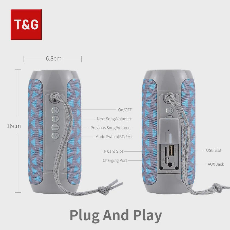 Draagbare Bluetooth Speaker T&G TG117 - Waterdicht, TWS Stereo Geluid & FM Radio