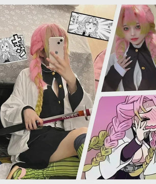 Kanroji Mitsuri Cosplay Kostuum: Kimono, Haori, Jurk & Pruik - Demon Slayer