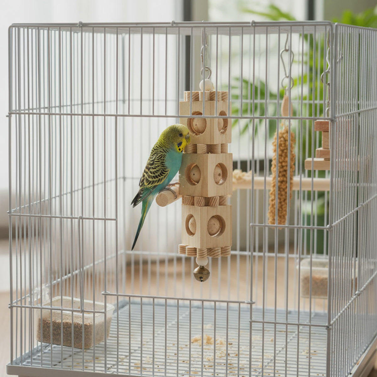 Kleurrijk Houten Papegaai Speelgoed - Verrijkende Knaagspeeltjes voor Vogels