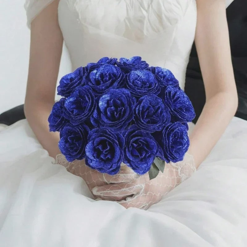 Glitter Rozen Boeket - Kunstbloemen voor Kerst, Valentijnsdag & Decoratie