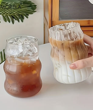 Set Glazen Tumblers met Verticale Ribbels - Hittebestendig Glas voor Koffie, Thee & Water