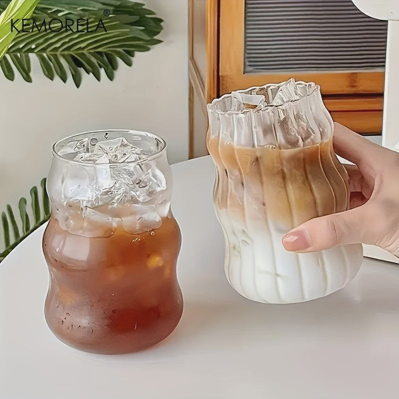 Set Glazen Tumblers met Verticale Ribbels - Hittebestendig Glas voor Koffie, Thee & Water