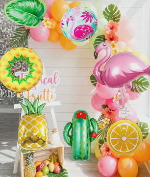 8-delige Tropische Feestballonnen Set met Flamingo, Ananas, Cactus & Citrus