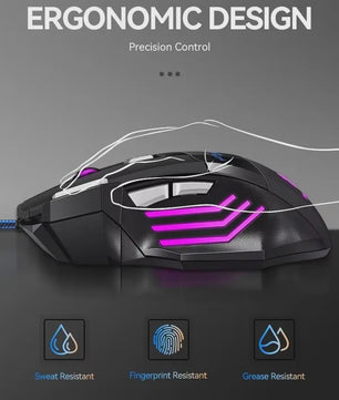 RGB Gaming Muis met 7 Knoppen en 2400 DPI - Ergonomisch & Bedraad