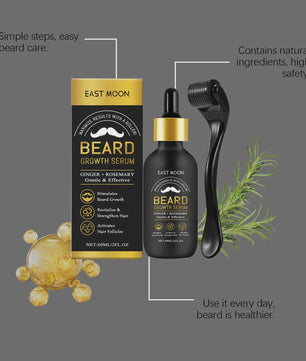 East Moon Baardgroei Serum Set: Stimuleert Groei, Versterkt Wortels & Verzacht Huid