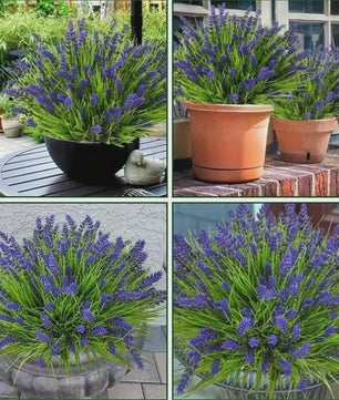 12 Bundels Kunstlavendel Planten voor Buiten - UV-bestendig Plastic Groen voor Tuin & Huis Decoratie