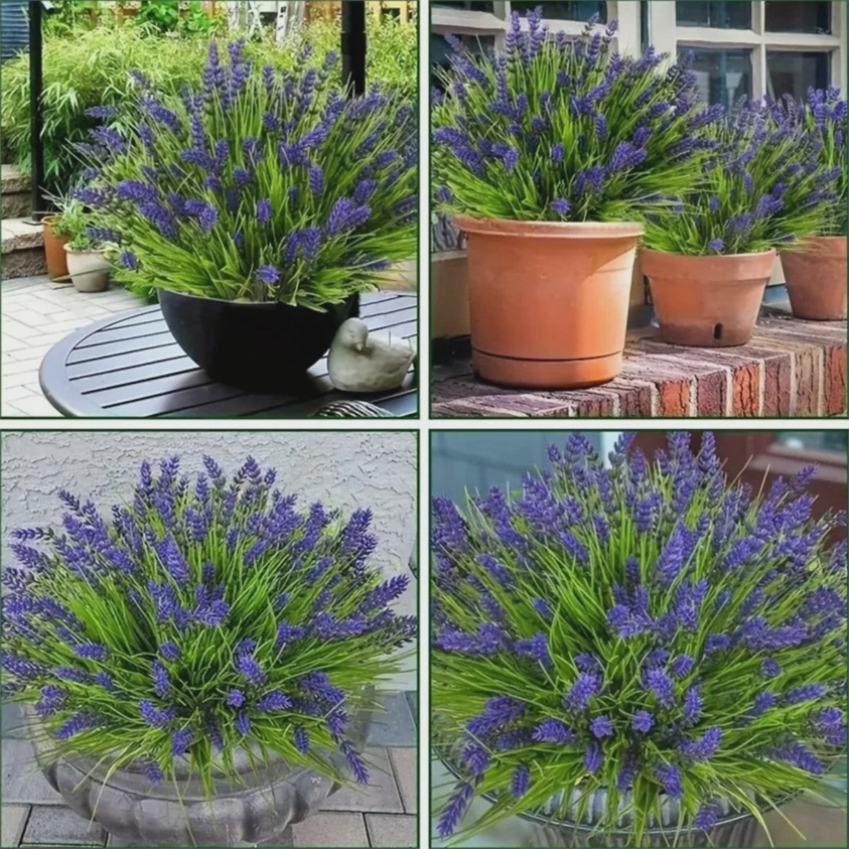 12 Bundels Kunstlavendel Planten voor Buiten - UV-bestendig Plastic Groen voor Tuin & Huis Decoratie