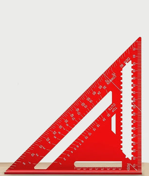 Precisie Aluminium Driehoek Liniaal - Rood, voor Timmerwerk en Ontwerp