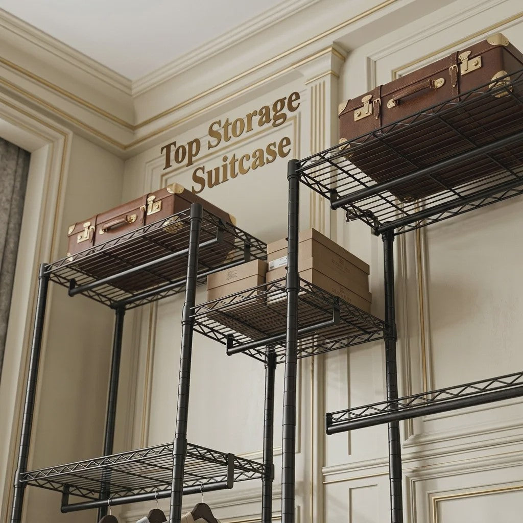 Zwaar Metalen Kledingrek Staand - Modulaire Kast Organizer 3x3 Matrix - Draagbare Garderobe