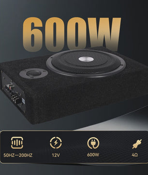 Podofo 8 inch 600W Slanke Actieve Onder-Zetel Subwoofer met Krachtige Versterker