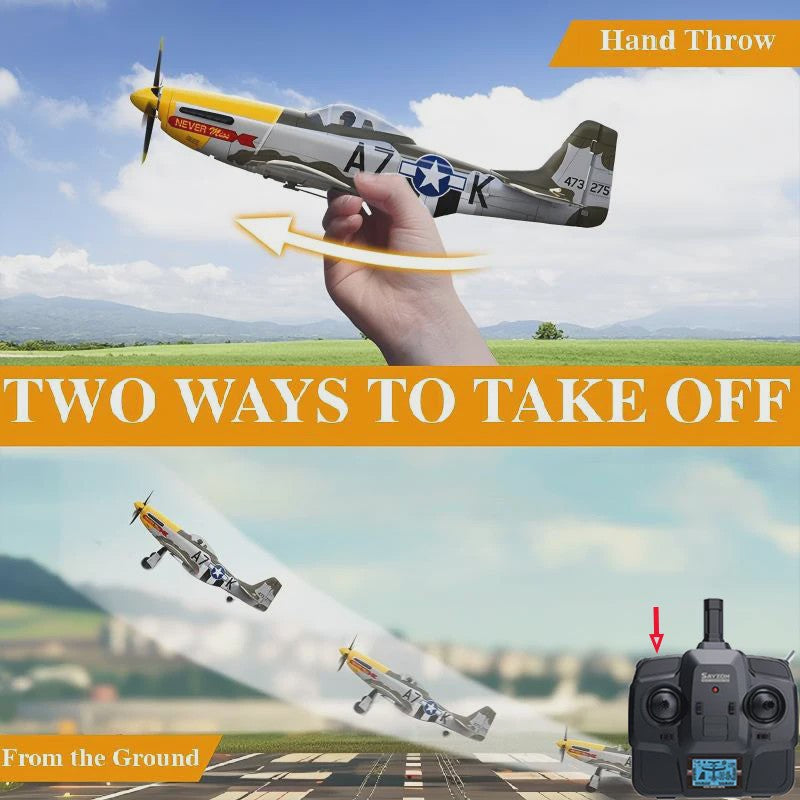 RC Vliegtuig P51D Mustang - 5 Kanaals, RTF, Borstelloos, Makkelijk voor Beginners