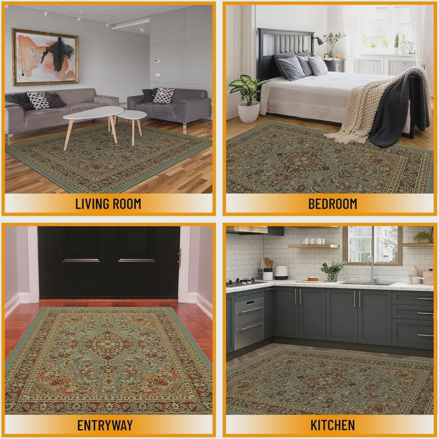 Wasbaar & Opvouwbaar Perzisch Retro Vloerkleed | Zacht Imitatie Kasjmier voor Woonkamer, Slaapkamer & Hal