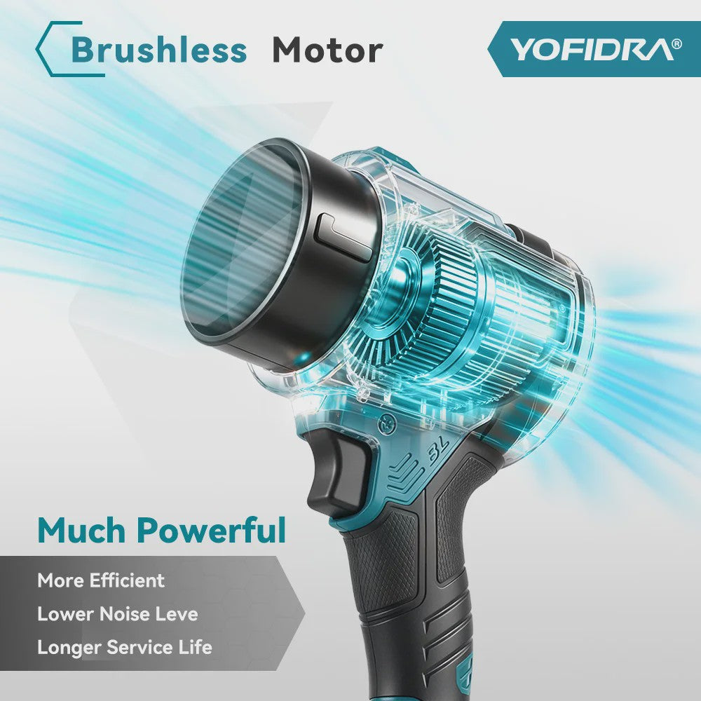 YOFIDRA Krachtige Bladblazer & Zuiger 3500W - 350.000 RPM Borstelloze Motor - Voor Makita Accu