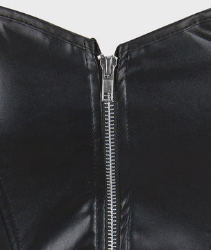 Lederlook Corset met Rok Set - Gothic, Punk & Steampunk Stijl - Verkrijgbaar in Plus Size