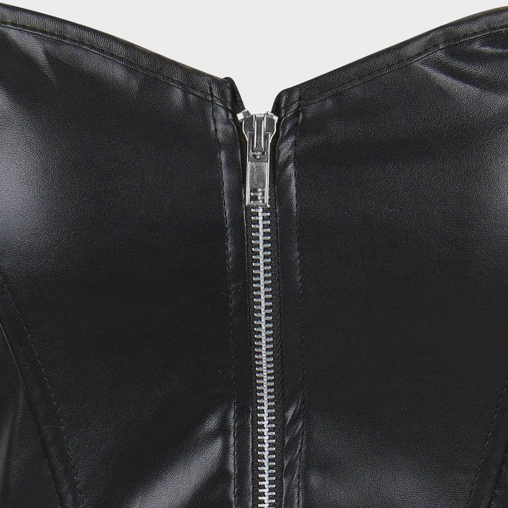 Lederlook Corset met Rok Set - Gothic, Punk & Steampunk Stijl - Verkrijgbaar in Plus Size