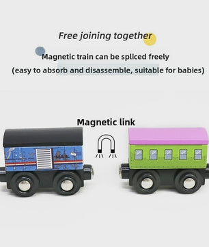 Houten Magneet Treinwagon Set - Uitbreidbaar en Compatibel met Houten Spoorsystemen