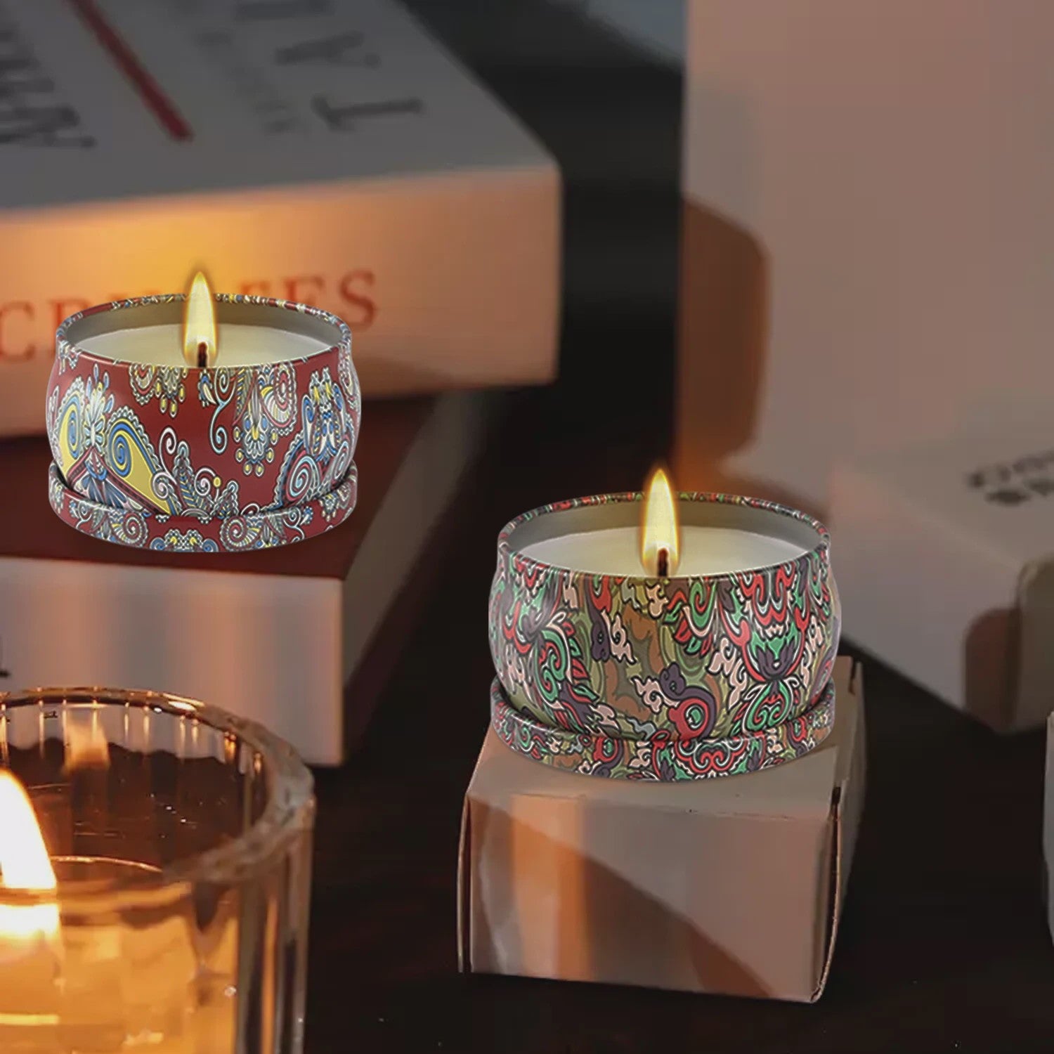 24-Pack Klassieke Chinese Geurkaarsen in Decoratieve Blikjes - Feest & Cadeau