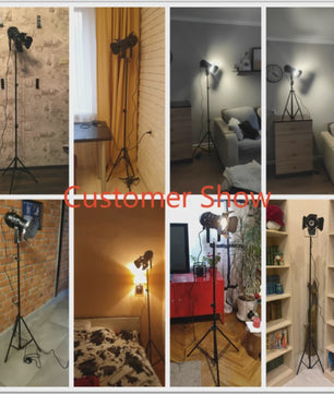 Industriële Tripod Vloerlamp - Retro Studio Verlichting Zwart