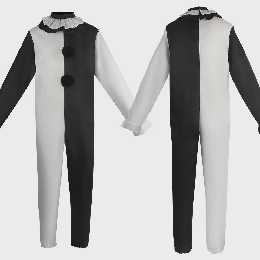 Eng Terrifier Clown Kostuum Heren Dames - Zwart Wit Jumpsuit & Jurk voor Halloween