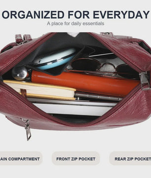 Modieuze Leren Moeder Tas - Grote Capaciteit Schoudertas & Crossbody voor Dames
