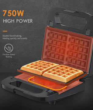 3-in-1 Wafelijzer, Grill & Tosti Apparaat met Verwisselbare Platen