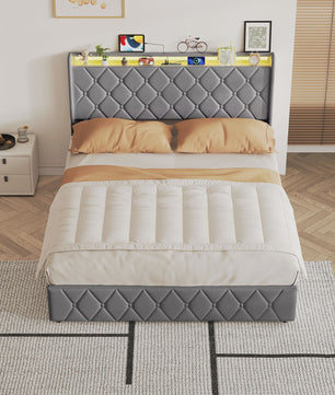 Modern Gestoffeerd Bed met Hydraulische Opbergruimte - 90x200cm of 140x200cm