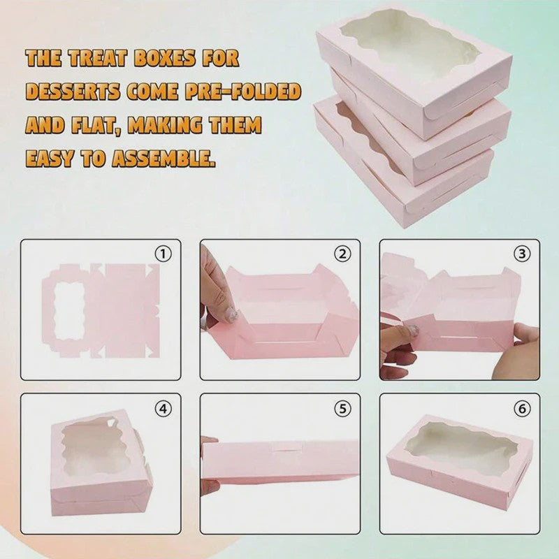 Set van 10/20 Kraft Papieren Doosjes met Venster voor Gebak, Chocolade & Cadeaus
