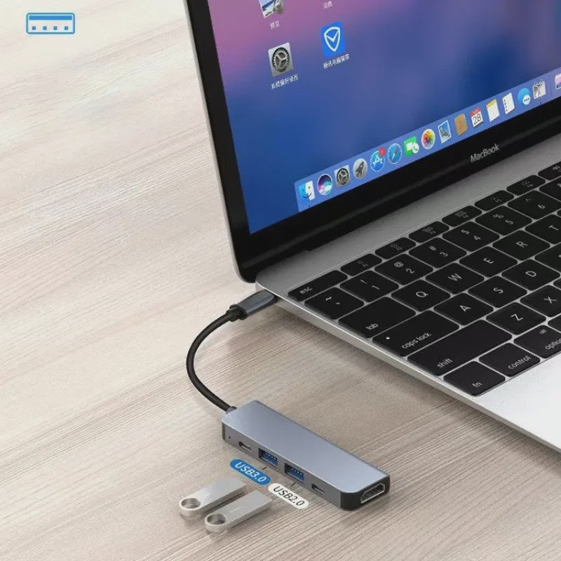 USB-C Hub met 4K HDMI, 3x USB 3.0, PD Laden & SD Kaartlezer