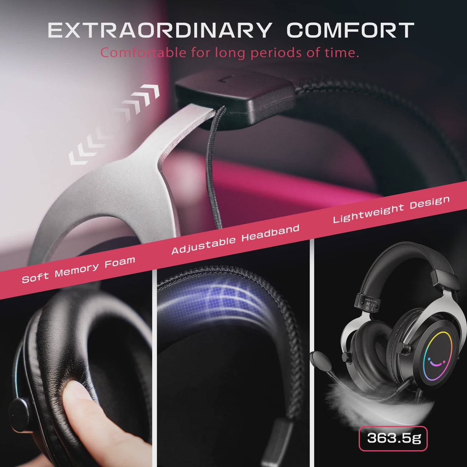 FIFINE AMPLIGAME H3 Gaming Headset met Stereo Geluid, Afneembare Microfoon en RGB