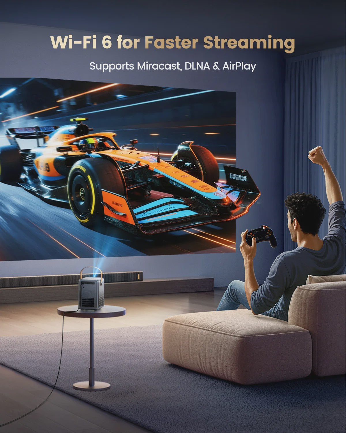 Wimius P61 Portable 4K Projector - Officiële Netflix, 1600 ANSI Lumen, Auto Focus, WiFi 6