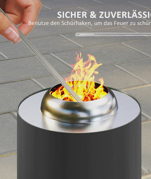 Outsunny Vuurschaal RVS Ø16x25cm Rookloos met Schep & Haak