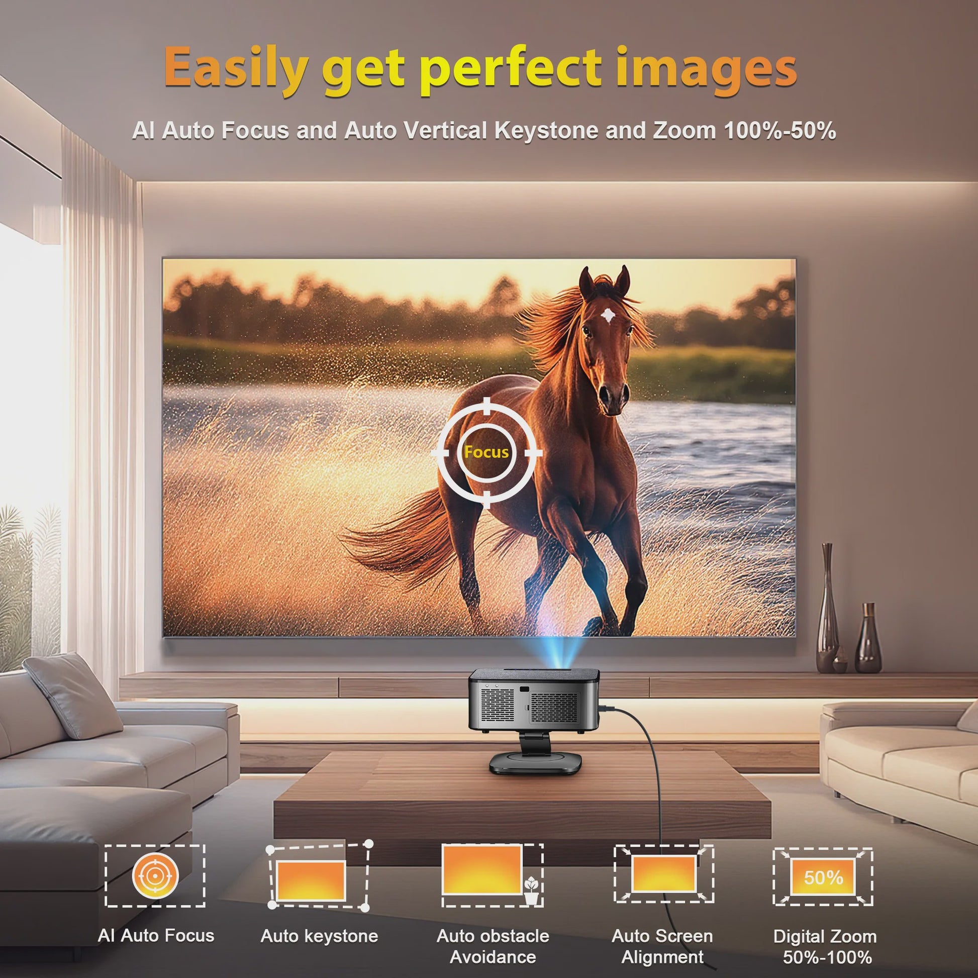 XIWBSY 2026 4K Smart Projector: 40000 Lumens, WiFi6, Bluetooth 5.3, Autofocus & Outdoor Home Theater