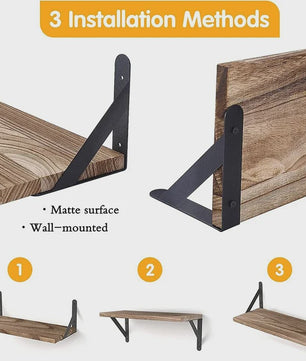 Houten Drijvende Wandplanken Set - Stijlvolle Opbergoplossingen voor Woonkamer, Keuken & Badkamer