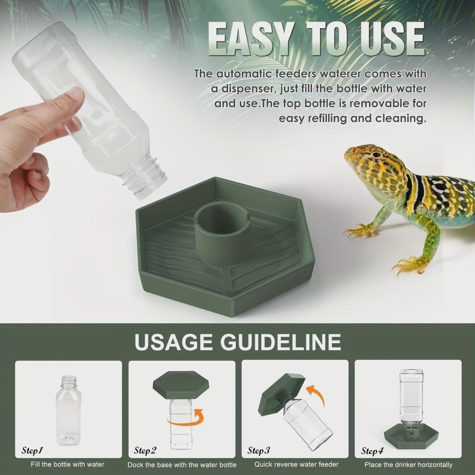 Automatische Reptielen Voerbak en Waterdispenser voor Kleine Hagedissen, Kikkers, Slangen en Schildpadden