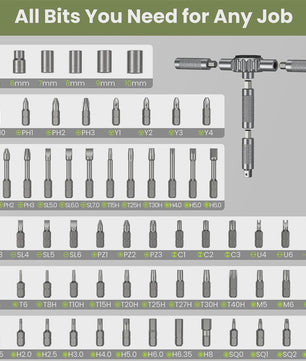 69-delige Magnetische Ratel Schroevendraaierset met 4 Handvatten & S2 Staal Bits voor Precisiewerk