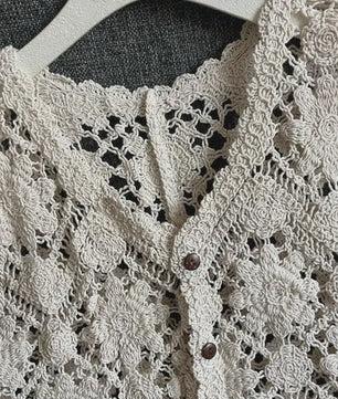 Gehaakt Vest Dames met Bloemen Borduurwerk - Zomer Boho Festival Cardigan