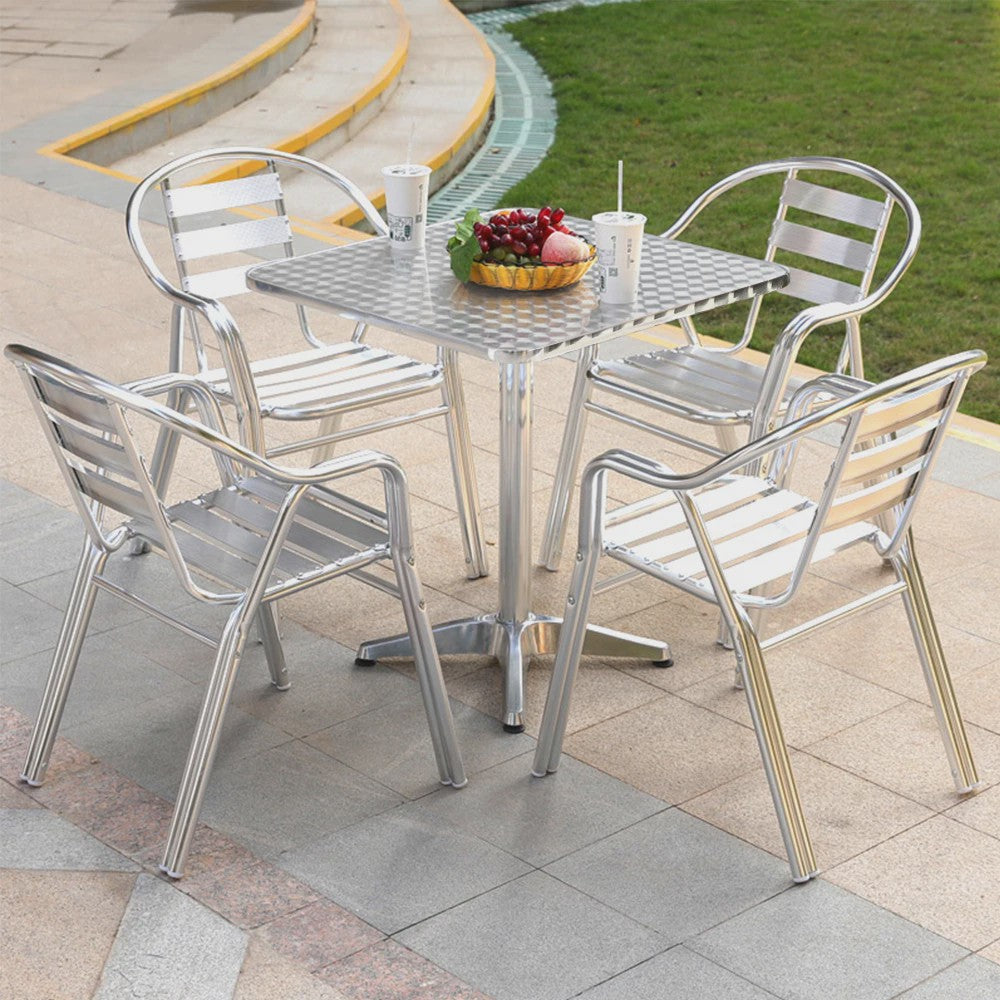 Aluminium Bistrotafel 60x60cm - In Hoogte Verstelbaar (70-110cm) - Buiten Gebruik