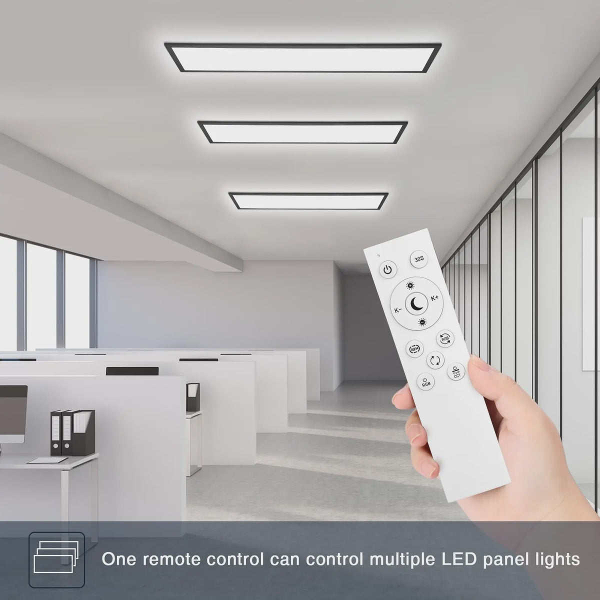 Dimbare LED Panelen 120x30cm met RGB Kleuren en Afstandsbediening - 40W, 4400LM, Zwart Frame